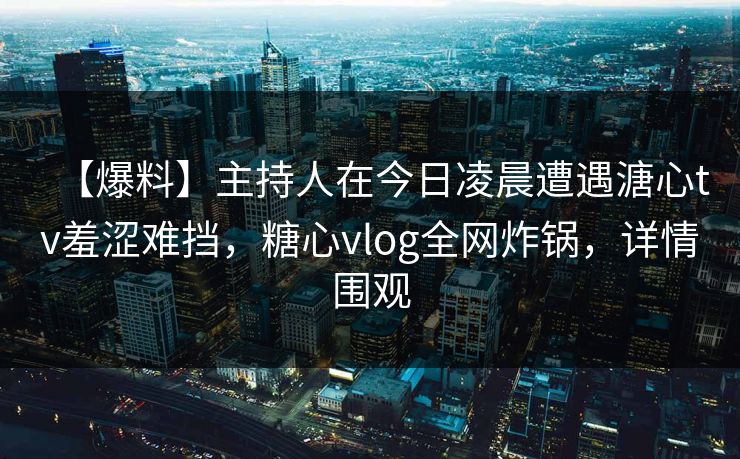 【爆料】主持人在今日凌晨遭遇溏心tv羞涩难挡，糖心vlog全网炸锅，详情围观