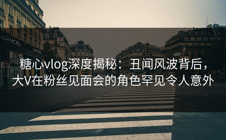 糖心vlog深度揭秘：丑闻风波背后，大V在粉丝见面会的角色罕见令人意外