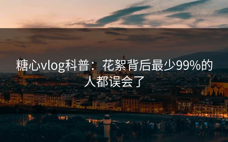 糖心vlog科普：花絮背后最少99%的人都误会了