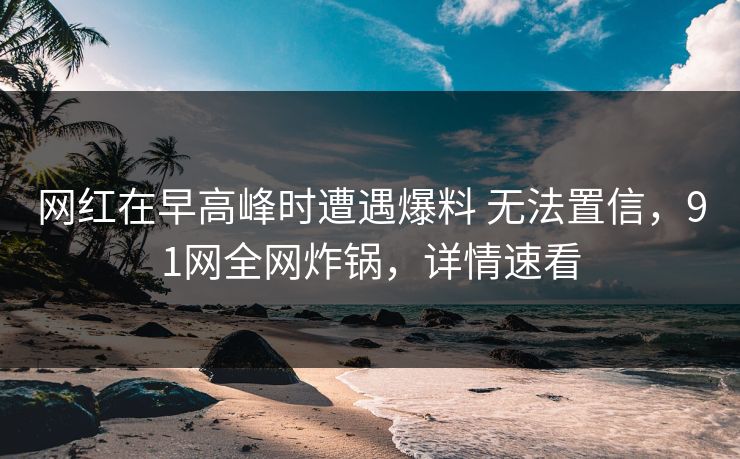 网红在早高峰时遭遇爆料 无法置信，91网全网炸锅，详情速看