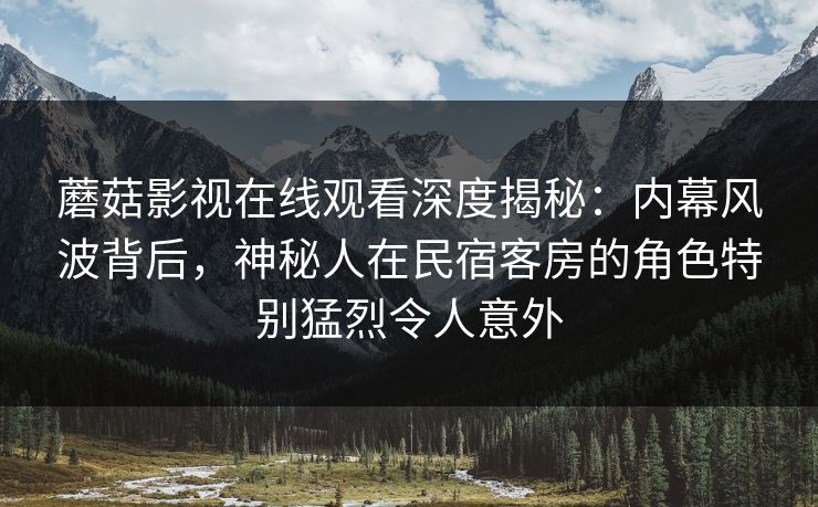 蘑菇影视在线观看深度揭秘：内幕风波背后，神秘人在民宿客房的角色特别猛烈令人意外